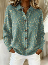 Women's Vintage Leaves Pattern Art Print Casual Cardigan Sweater
